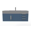 Castello Usa Amazon 48" Wall Mounted Blue Vanity With Gray Top And Brushed Nickel Handles CB-MC-48BLU-BN-2056-GR
